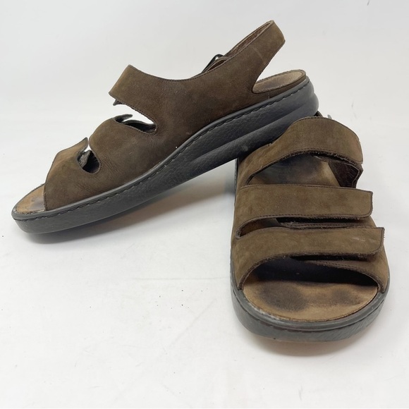 MEPHISTO MOBILS Men’s Brown Suede Three Strap Cork Footbed Sandals Size 43 US 13 - Picture 1 of 14